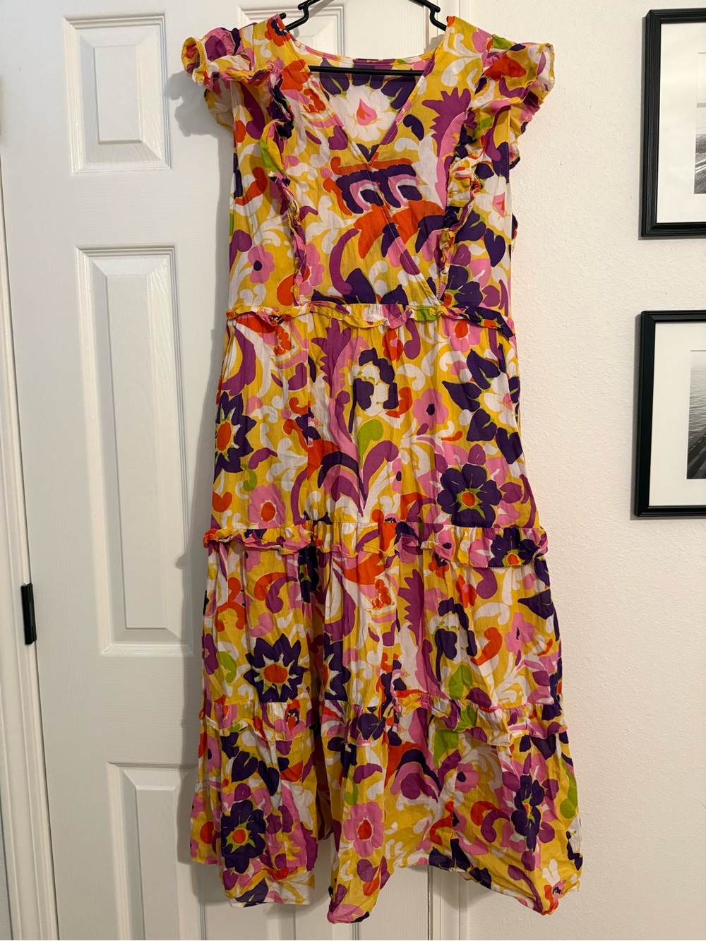 J Crew Yellow & Purple Floral Maxi Dress